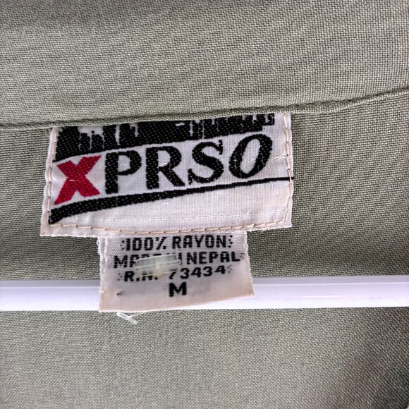 XPRSO Tunic Top Button Long Sleev Medium 100% Rayon Sage Green Cottage Lagenlook - Picture 6 of 10